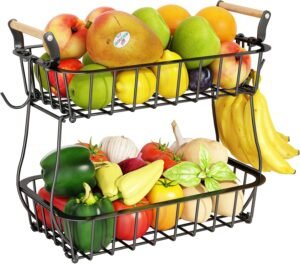 Countertop fruit and vegetable basket for fresh produce storage