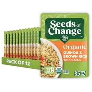 Organic ready-to-heat brown rice and quinoa pouch