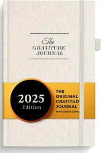 Bedside gratitude journal and pen for worry buffer