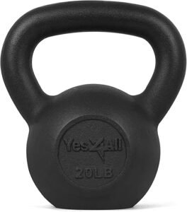 20 lb cast-iron kettlebell with powder-coat grip for home workouts