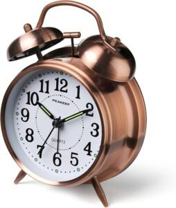 Peakeep twin-bell analog alarm clock for heavy sleepers
