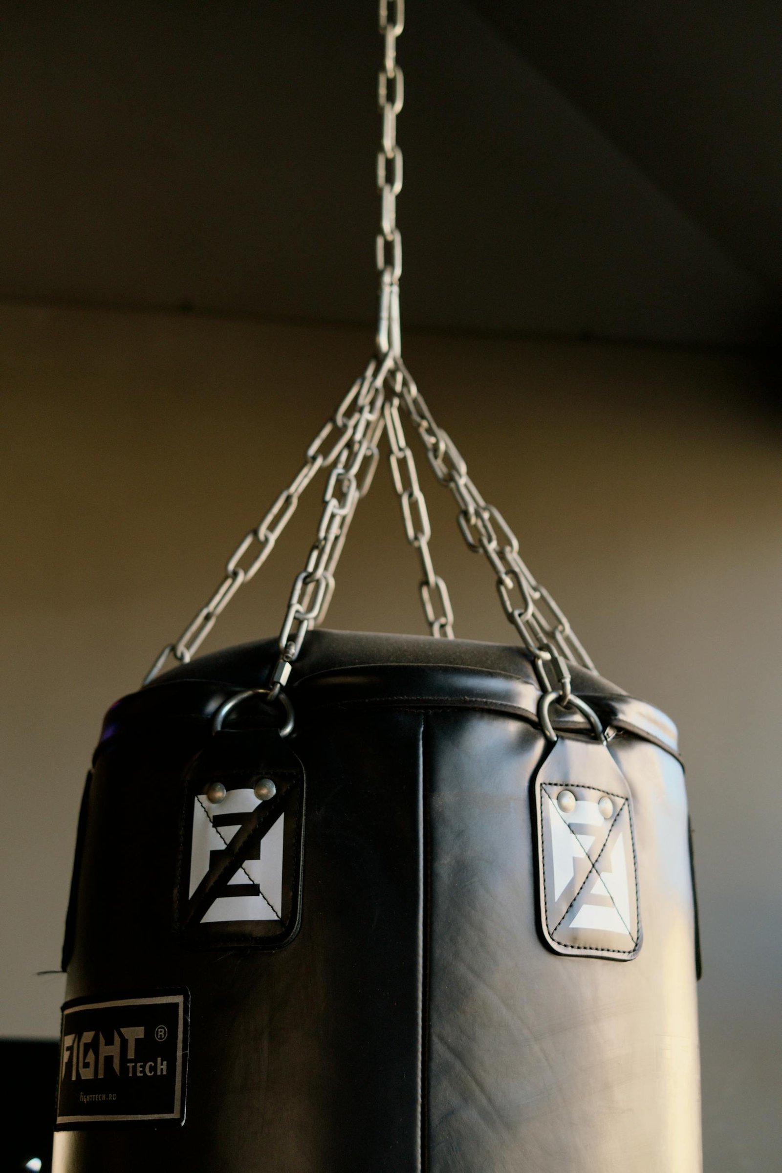 Vertical shot of colorful weight plates on rack in a gym, emphasizing fitness lifestyle.