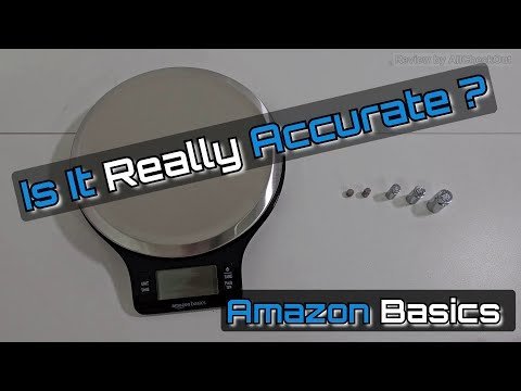 Amazon Basics digital kitchen scale on marble counter with fresh fruit